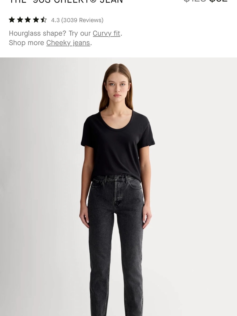 Everlane Women's High-Rise Straight 90s Cheeky Jeans in Washed Black